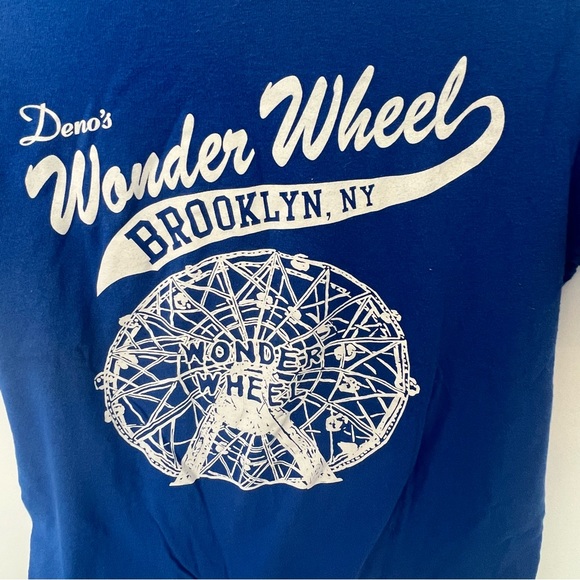 Coney Island Wonder Wheel Brooklyn blue and white sz Small graphic t-shirt - Picture 7 of 8